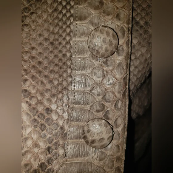 John Anthony genuine python snakeskin reptile neutral tan browns hoodie vest L - Picture 4 of 15
